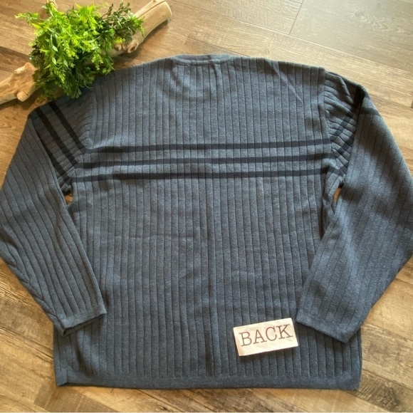 VINTAGE STRUCTURE Blue & Navy 100% Cotton Sweater, Made in Hong Kong. Size Large - Picture 3 of 10
